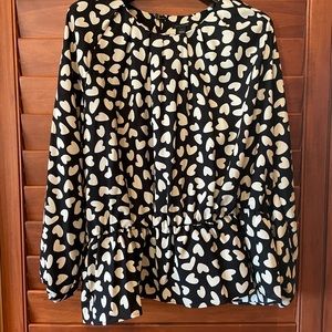 Ann Taylor Heart Pattern Peplum Blouse